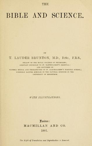 The Bible and science