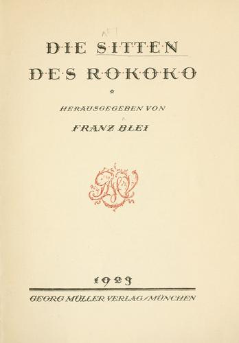 Die Sitten des Rokoko