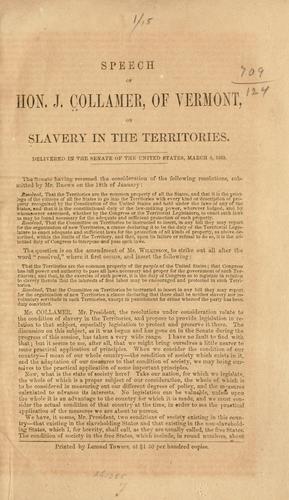 Speech of Hon. J. Collamer, of Vermont
