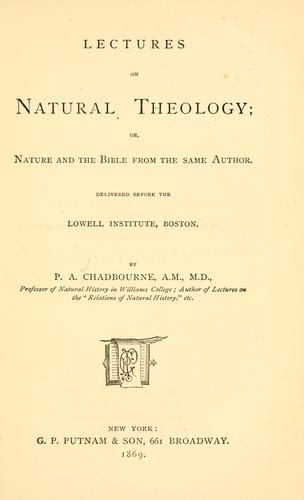 Lectures on natural theology