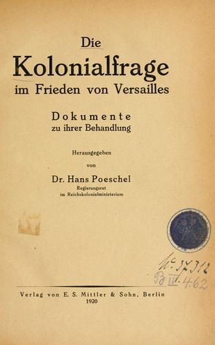 Die Kolonialfrage im Frieden von Versailles