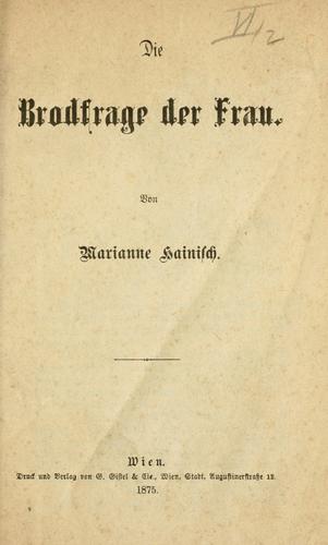 Die Brodfrage der Frau