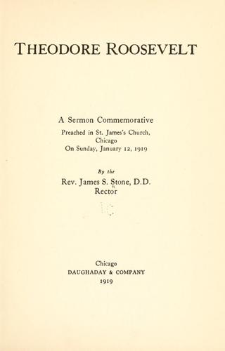 Theodore Roosevelt, a sermon commemorative