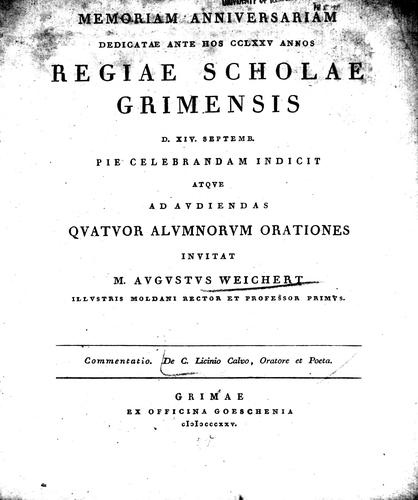 De C. Licinio Calvo, oratore et poeta