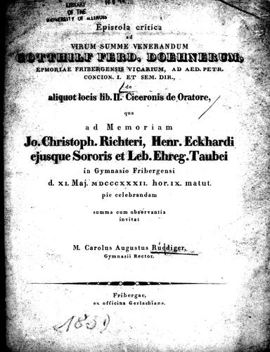 De aliquot locis lib. II. Ciceronis De oratore
