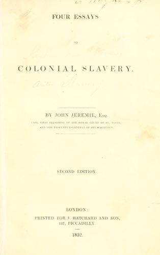 Four essays on colonial slavery