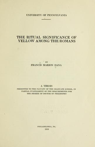 The ritual significance of yellow among the Romans