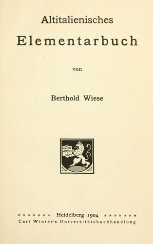 Altitalienisches Elementarbuch