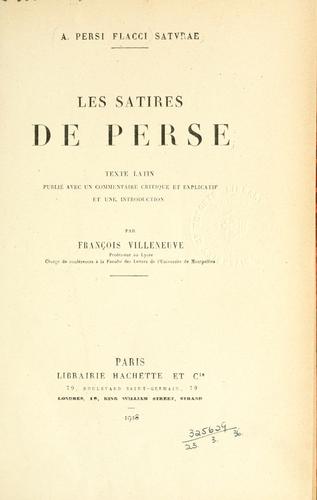 Les satires de Perse
