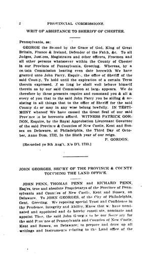 Commissions issued by the province of Pennsylvania with official proclamations