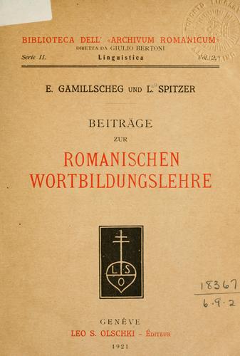 Beiträge zur romanischen Wortbildungslehre