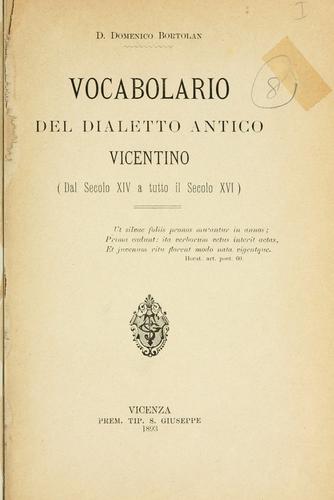 Vocabolario del dialetto antico vicentino