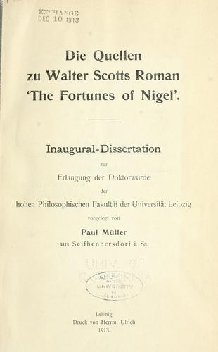 Die Quellen zu Walter Scotts Roman 'The fortunes of Nigel'