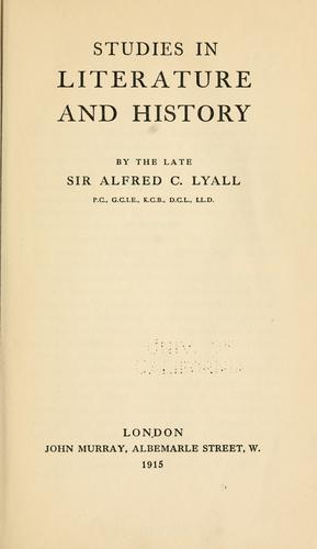 Studies in literature and history