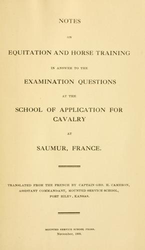 Notes on equitation and horse training
