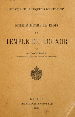 Notice explicative des ruines du temple de Louxor