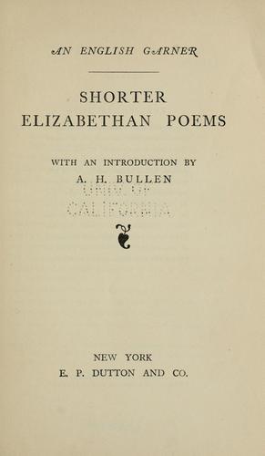 Shorter Elizabethan poems