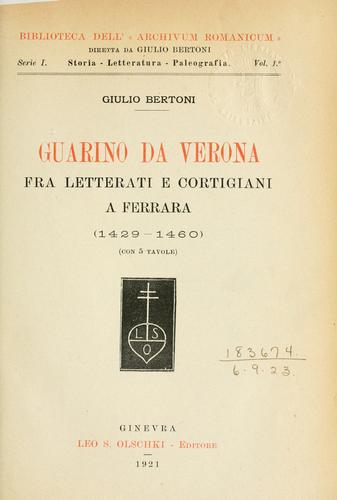 Guarino da Verona fra letterati e cortigiani a Ferrara (1429-1460)