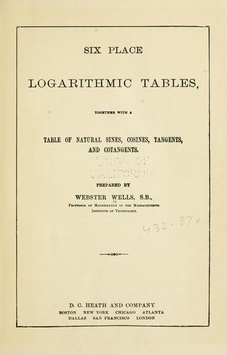 Six place logarithmic tables