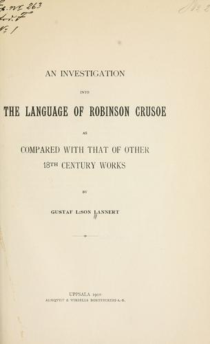 An investigation into the language of Robinson Crusoe