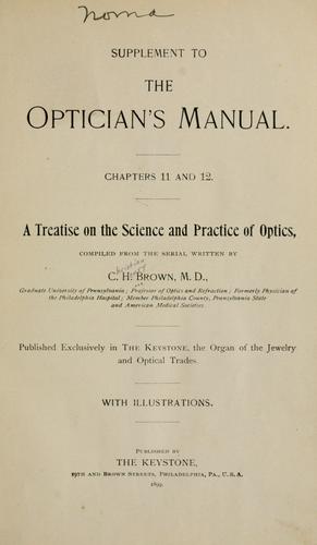 Supplement to The optician's manual, chapters 11 and 12