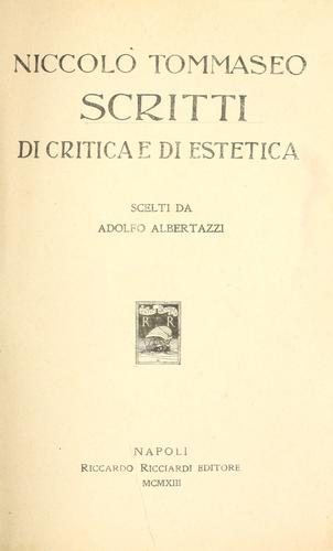 Scritti di critica e di estetica