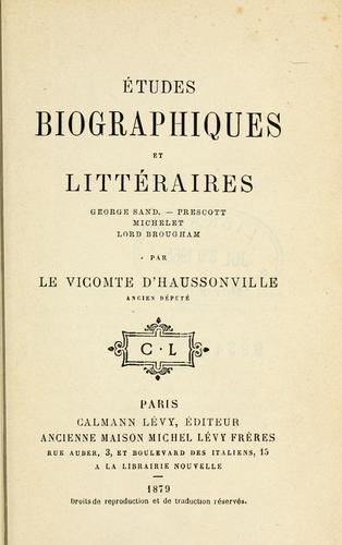 Études biographiques et littéraires