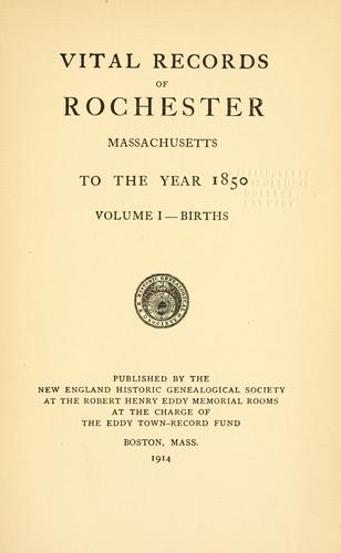 Vital records of Rochester, Massachusetts