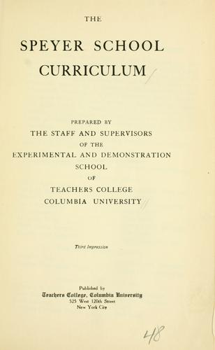 The Speyer school curriculum