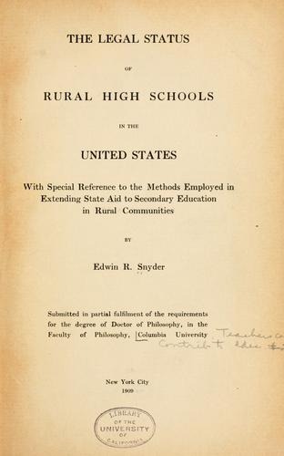 The legal status of rural high schools in the United States