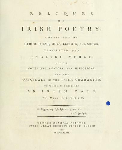 Reliques of Irish poetry