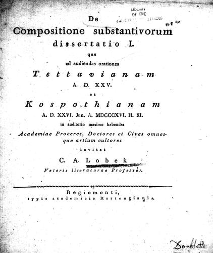 De compositione substantivorum dissertatio I