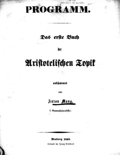 Das erste Buch der Aristotelischen Topik