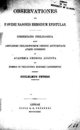 Observationes ad P. Ovidii Nasonis Heroidum Epistulas