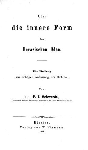 Über die innere Form der Horazischen Oden