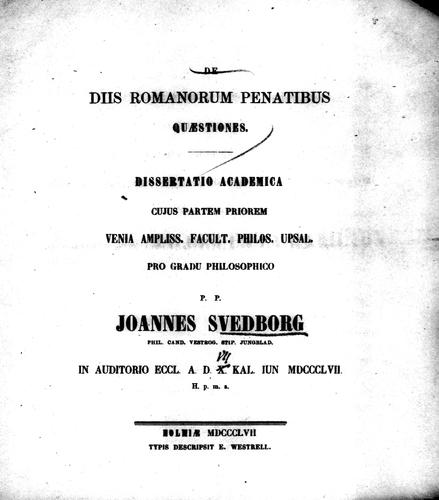 De diis Romanorum penatibus