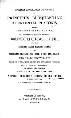 De principiis eloquentiae e sententia Platonis