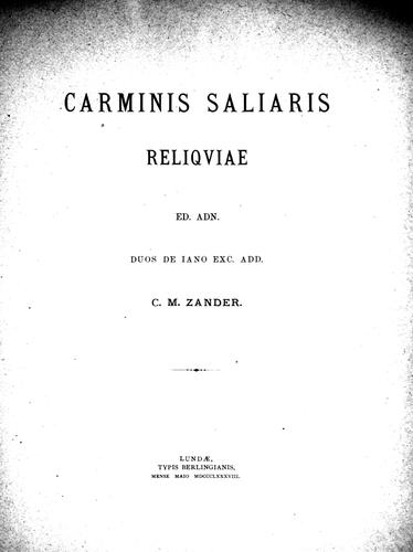 Carminis Saliaris reliquiae