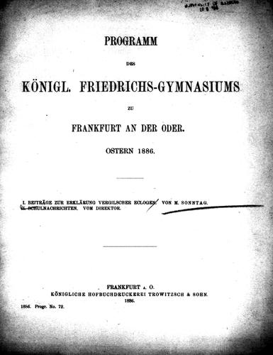 Beitraege zur Erklaerung Vergilscher Eclogen