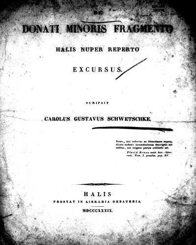 De Donati minoris fragmento Halis nuper reperto excursus