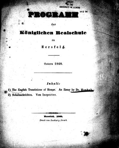 The English translations of Homer