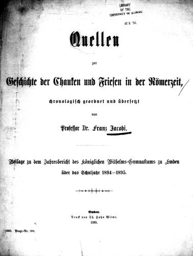 Quellen zur Geschichte der Chauken und Friesen in der Römerzeit