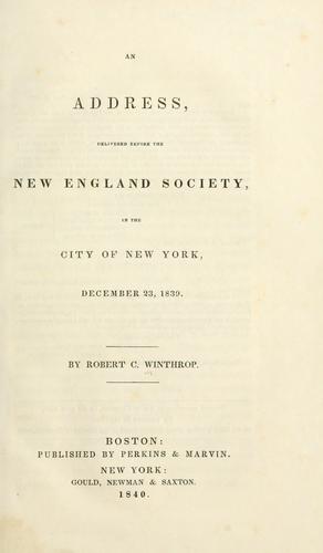 An address, delivered before the New England society