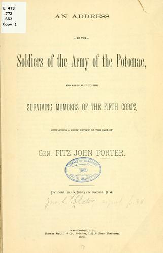 An address to the soldiers of the Army of the Potomac