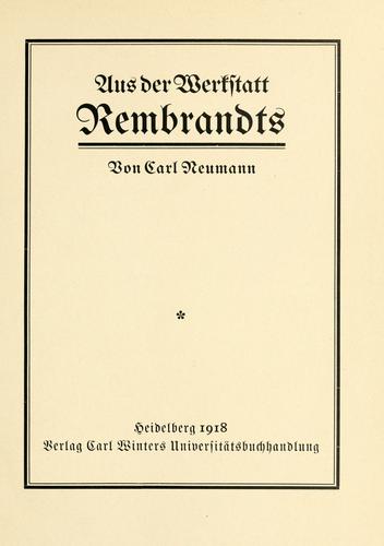 Aus der Werkstatt Rembrandts