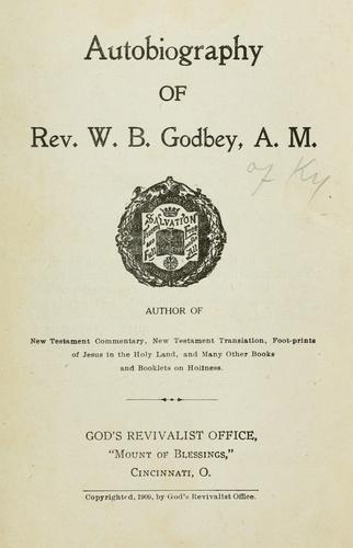 Autobiography of Rev. W.B. Godbey
