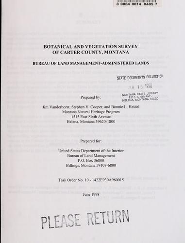 Botanical and vegetation survey of Carter County, Montana, Bureau of Land Management-administered lands