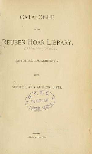 Catalogue of the Reuben Hoar Library ... 1889