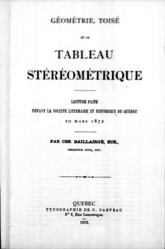 Géométrie, toisé et le tableau stéréométrique
