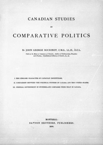 Canadian studies in comparative politics